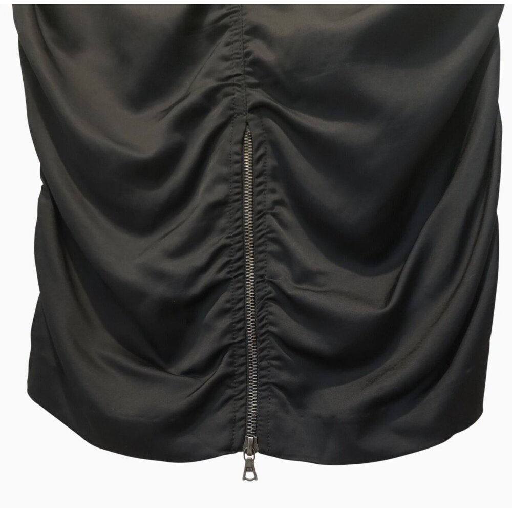 Theory Satin Black Gathered Ruched Rayon-Wool Blend Pencil Skirt Sz 6 - USA - Picture 4 of 7